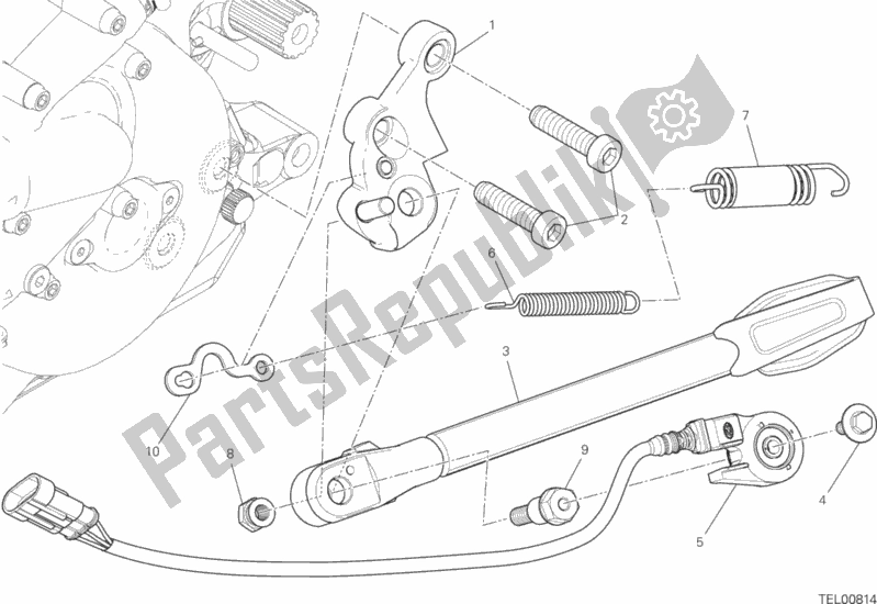 Todas as partes de Suporte Lateral do Ducati Monster 1200 USA 2018